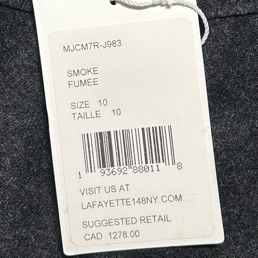 NWT LAFAYETTE 148 NEW YORK Women Wool & Cashmere Jacket, Gray, Zipper, Size 10 - Picture 6 of 8